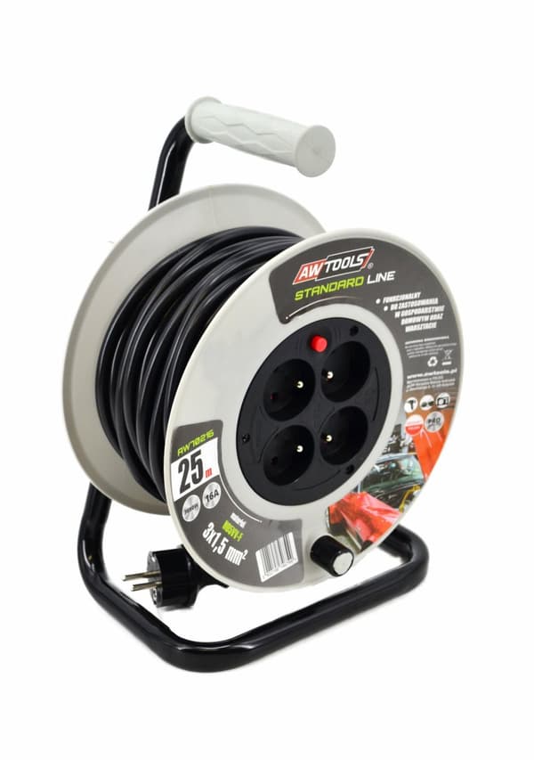 AWTOOLS FORLÆNGERKABELTROMLE STANDARD 25m 3x1,5 mm 16A / 3680W