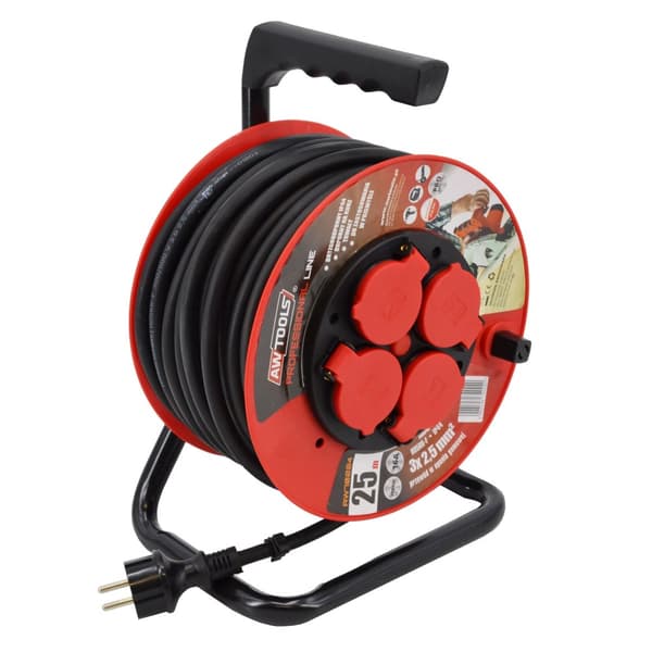 AWTOOLS FÖRLÄNGNINGSKABELTRUMMA PROFESSIONAL 50m 3x1,5 mm 16A / 3680W / IP44