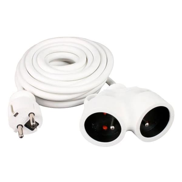 Twin head extension 3G1,5 mm vit 3m - 1 hanplugg + 2 honpluggar
