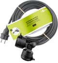 Pikkukuva 3 / 8: Goobay Dubbel förlängningskabel för utomhusbruk, 25 m, svart jordad hybrid stickpropp (typ E/F, CEE 7/7) > 2x jordat uttag (typ F, CEE 7/3)
