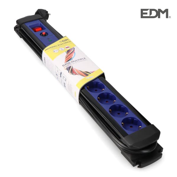 Edm Med 8 Afbryderkontakter Forlængerledning 3 M 16a Sort One Size / EU Plug
