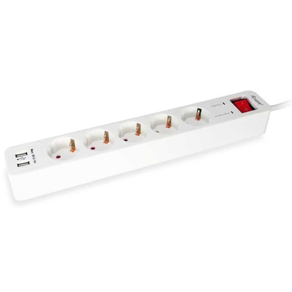 Equip 245554 5 Stik Forlængerledning 1.5 M Hvid One Size / EU Plug