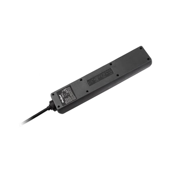 Rebel sort forlængerledning 5 stikkontakter med kontakt, 3m kabel (1,5mm)
