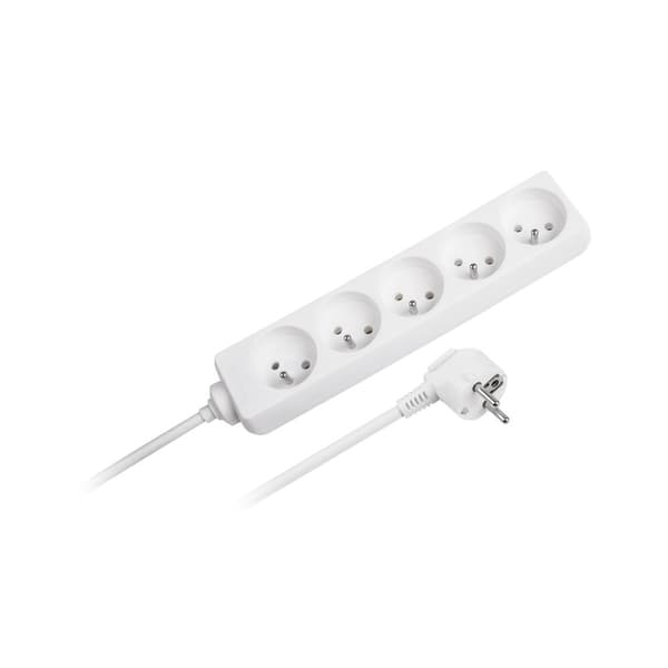 Rebel forlængerledning med 5 stikkontakter, ingen kontakt, 3 m (1,5 mm)