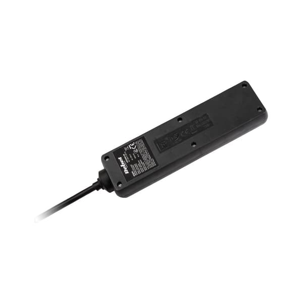 Rebel sort forlængerledning 4 stikkontakter uden kontakt, 5m kabel (3x1,5mm)