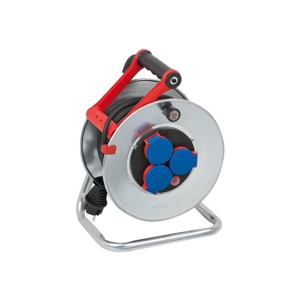 Kabelupprullare - brennenstuhl - Garant S IP44 - 25m - 3 uttag - Strömbrytare