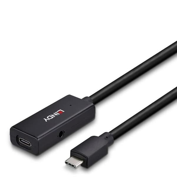 USB-kabel - LINDY - 43356 - Aktiv USB 3.2-förlängning - 5m - Svart