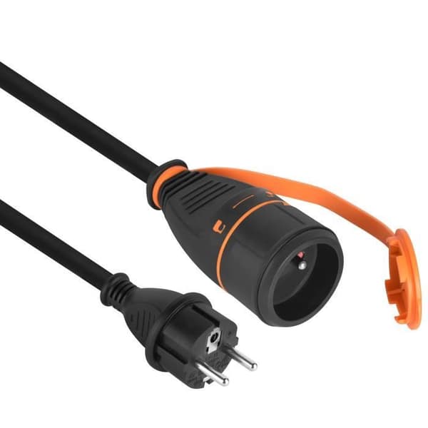 Electraline 01760 Förlängningskabel IP44 5M Gummi H07RN-F 3G2,5mm Hona French Electralock, Black