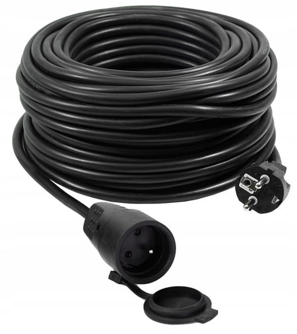 VERTEX PZO50M Utdragbar förlängningskabel 50 m 3x2,5 mm Svart