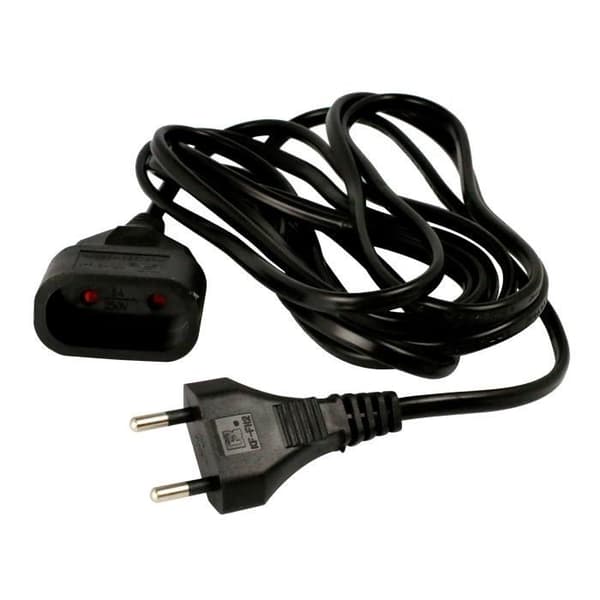 ZENITECH förlängningssladd 5m - HO3VVH2F 2 x 0,75 kabel - Svart
