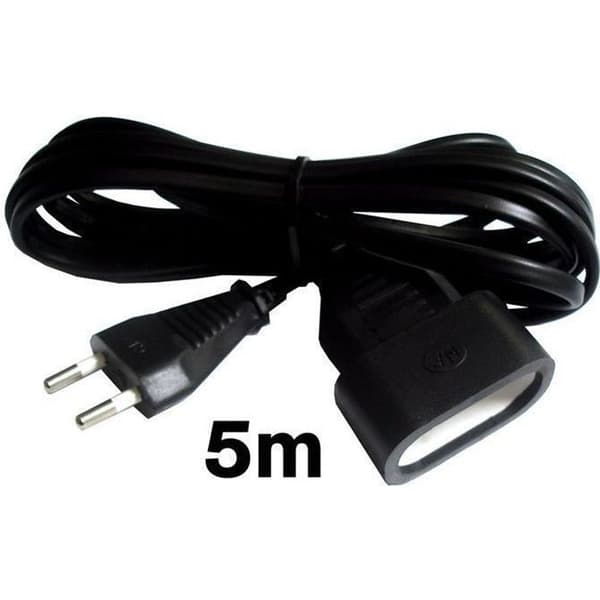 ZENITECH förlängningssladd 5m - HO3VVH2F 2 x 0,75 kabel - Svart