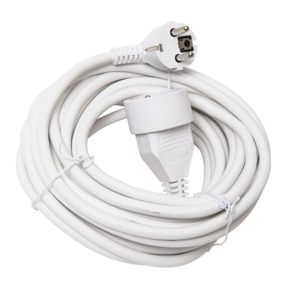 Förlängningssladd 10 meter 3500W max. rundkabel 3x1,5mm² vit