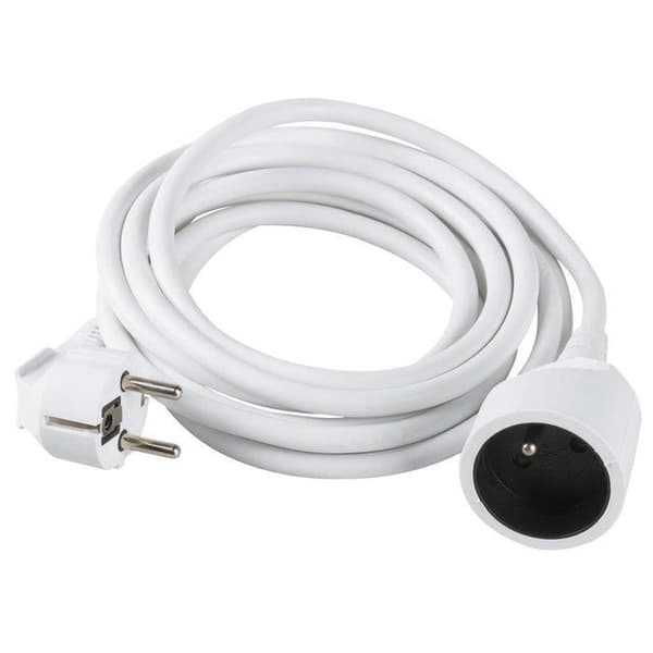 Elkabel - Hushåll - Dhome - H05 VV-F - 3G1,5 mm² - 2P+T - 16 A - L. 10 m - Vit - Pluggbar