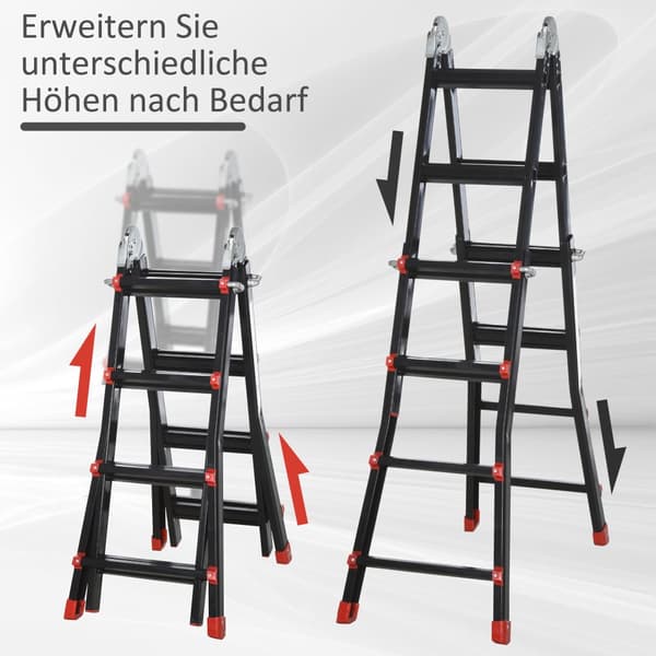 Teleskopstige, 232-401x46x11 cm, Sort