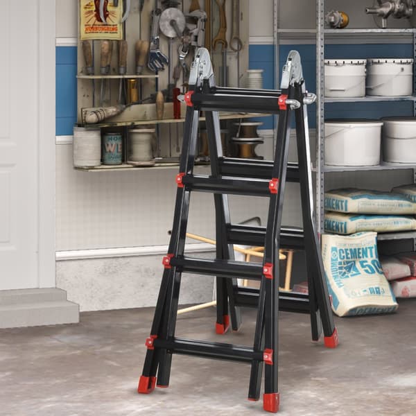 Teleskopstige, 232-401x46x11 cm, Sort