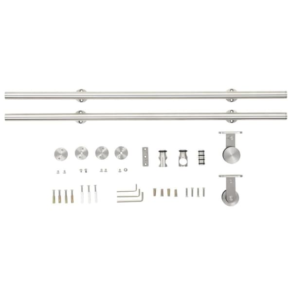 vidaXL hardwarekit til skydedør 183 cm rustfrit stål sølvfarvet