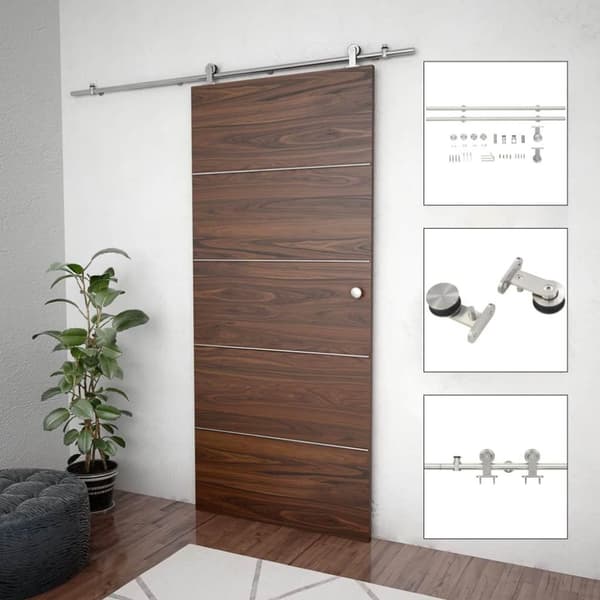 vidaXL hardwarekit til skydedør 183 cm rustfrit stål sølvfarvet