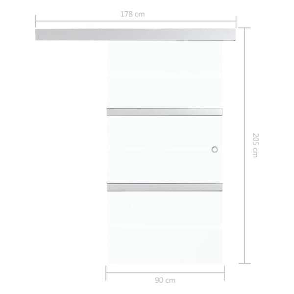 vidaXL skydedør 90x205 cm hærdet glas og aluminium sølvfarvet