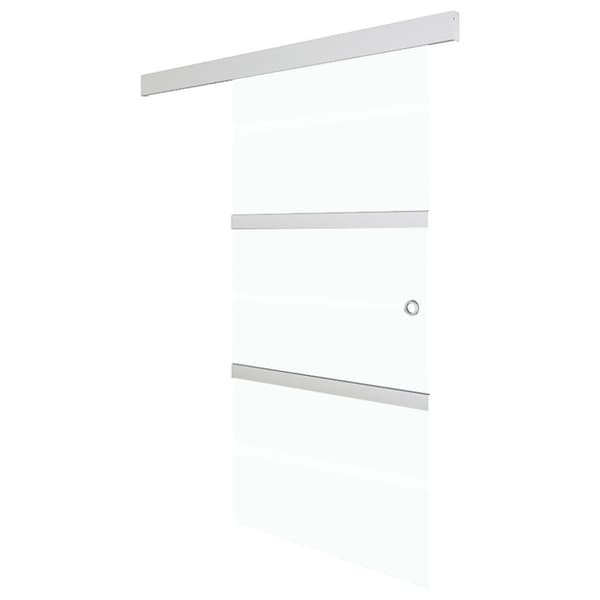 vidaXL skydedør 90x205 cm hærdet glas og aluminium sølvfarvet