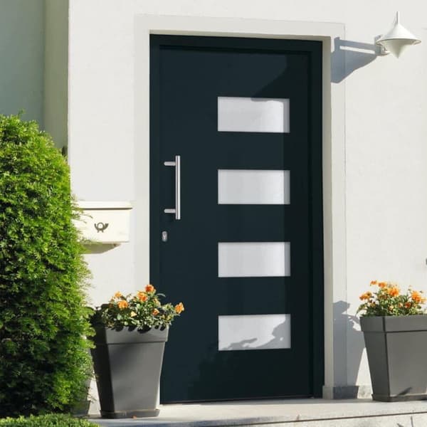 vidaXL hoveddør 100x210 cm aluminium og PVC antracitgrå