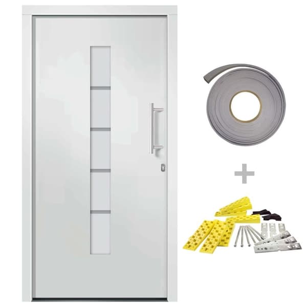 vidaXL hoveddør 110x210 cm aluminium og PVC hvid