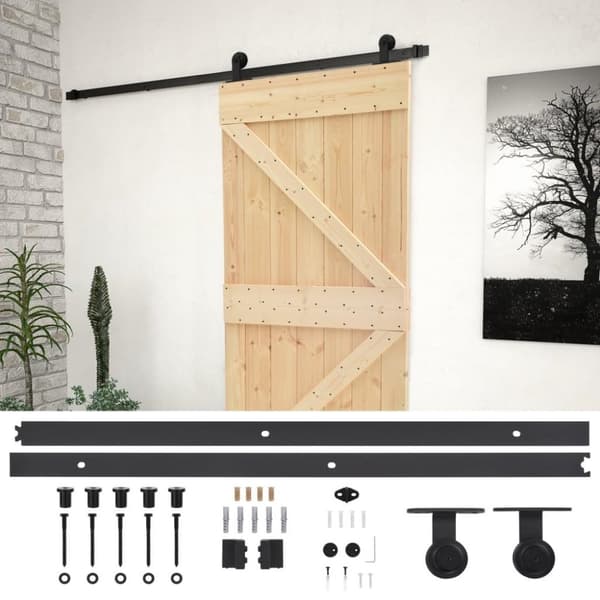 vidaXL skydedør med monteringssæt 80x210 cm massivt fyrretræ
