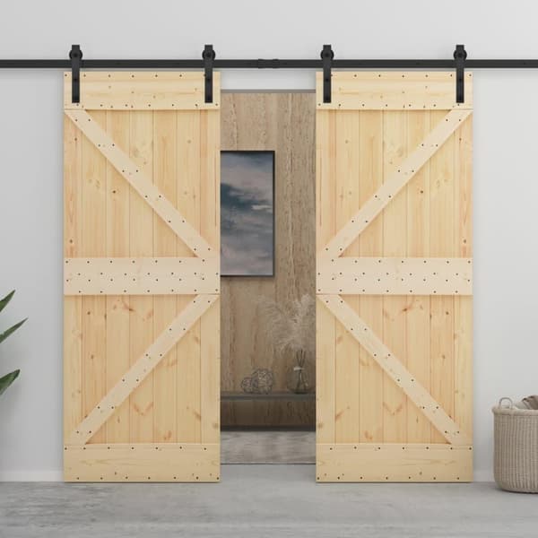 vidaXL skydedør med monteringssæt 100x210 cm massivt fyrretræ