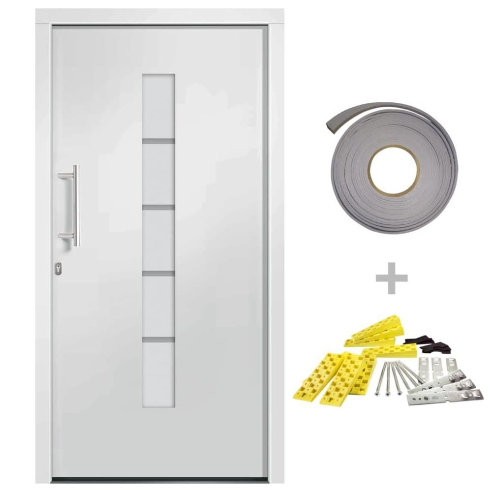 vidaXL Ytterdörr aluminium och PVC vit 100x210 cm
