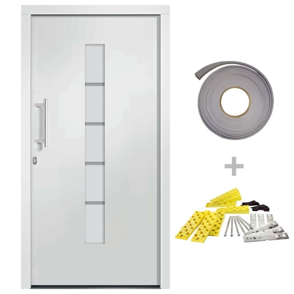 vidaXL Ytterdörr aluminium och PVC vit 110x210 cm