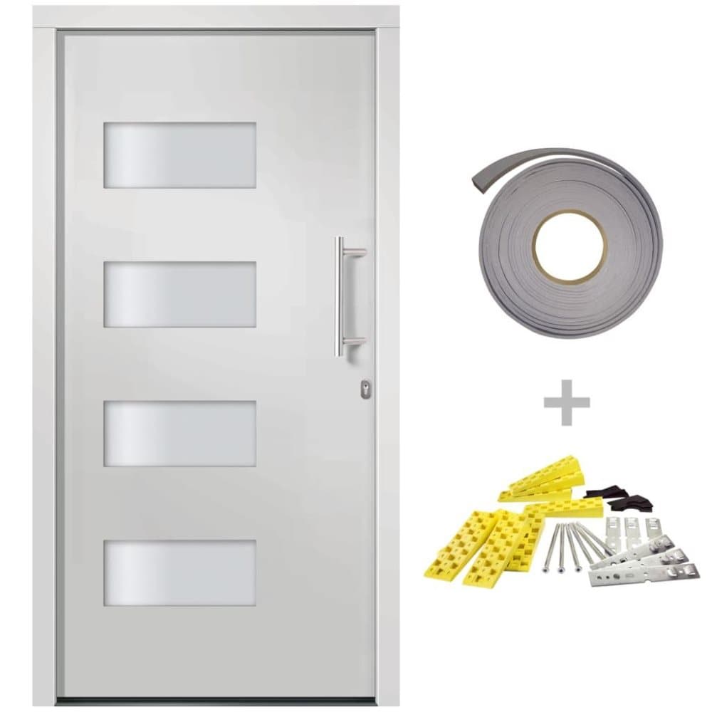 vidaXL Ytterdörr aluminium och PVC vit 110x210 cm