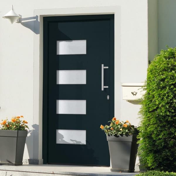 vidaXL hoveddør 100x200 cm aluminium og PVC antracitgrå