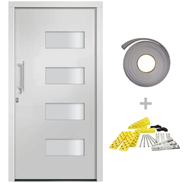 vidaXL hoveddør 100x200 cm aluminium og PVC hvid