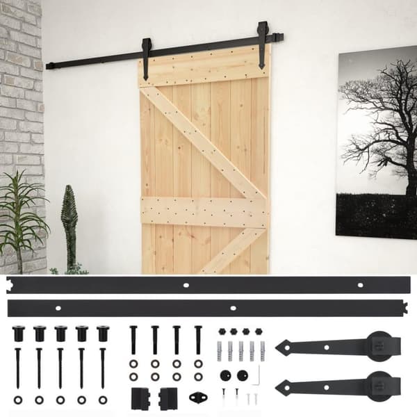 vidaXL skydedør med monteringssæt 80x210 cm massivt fyrretræ