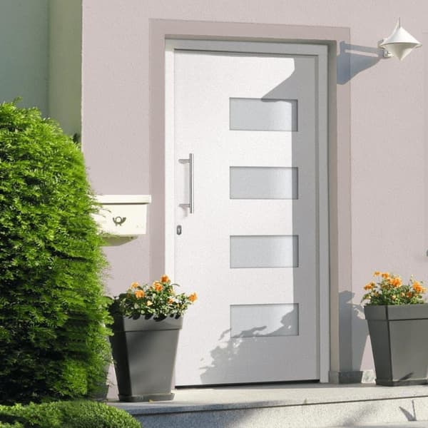 vidaXL hoveddør 110x210 cm aluminium og PVC hvid
