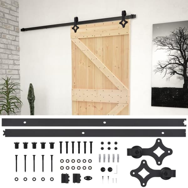 vidaXL Skjutdörr med beslag 80x210 cm massiv furu