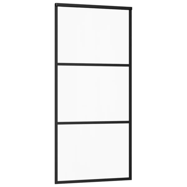 vidaXL Skjutdörr ESG-glas och aluminium 90x205 cm svart