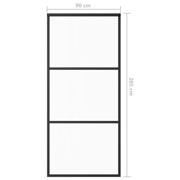 vidaXL Skjutdörr ESG-glas och aluminium 90x205 cm svart