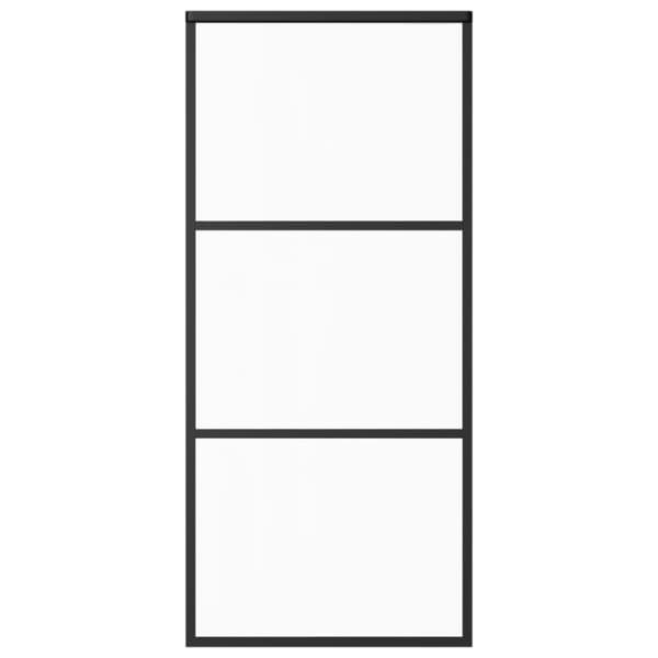 vidaXL skydedør 90x205 cm sikkerhedsglas og aluminium sort