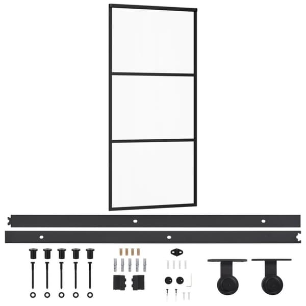 vidaXL Skjutdörr med beslagset ESG glas och aluminium 90x205 cm