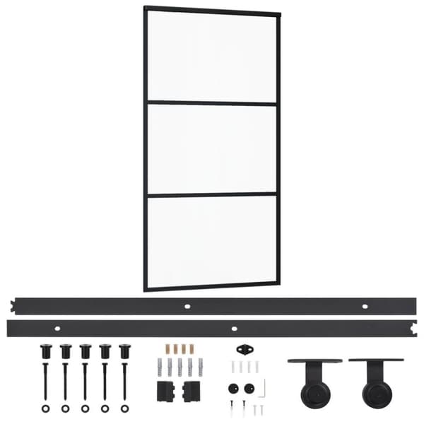 vidaXL skydedør m. monteringssæt 102x205 cm sikkerhedsglas og aluminium