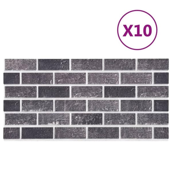 vidaXL 3D veggpaneler med svart og grått mursteindesign 10 stk EPS
