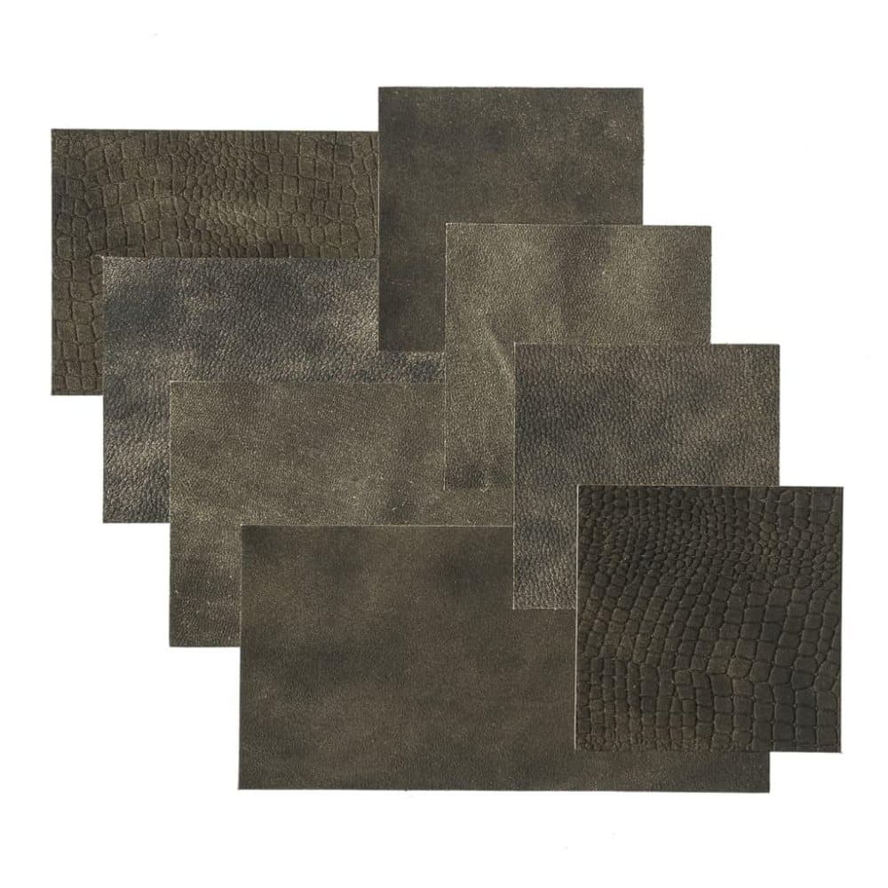 WallArt Läderplattor Bonham svart två toner 32 st
