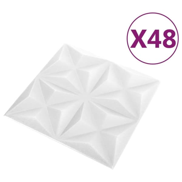 vidaXL 3D-veggpaneler 48 stk 50x50 cm origami hvit 12 m²