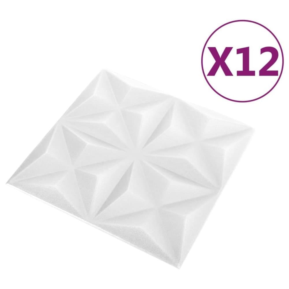 vidaXL 3D Väggpaneler 12 st 50x50 cm origami vit 3 m²