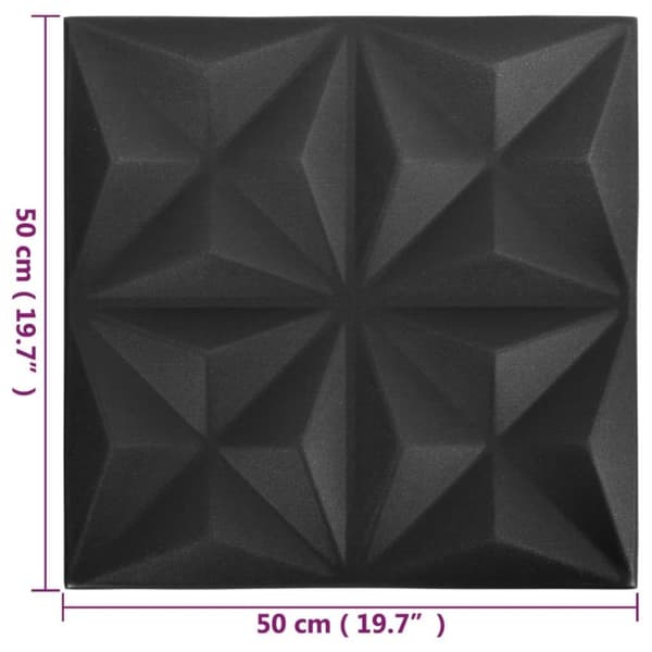 vidaXL 3D-vægpaneler 12 stk. 50x50 cm 3 m² origami sort