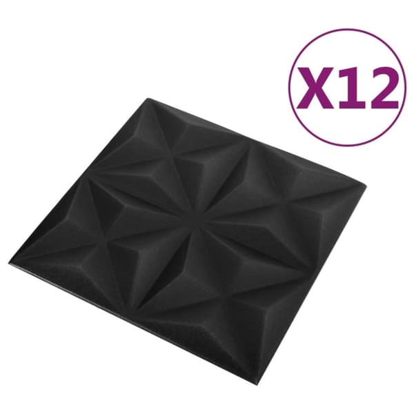 vidaXL 3D-vægpaneler 12 stk. 50x50 cm 3 m² origami sort