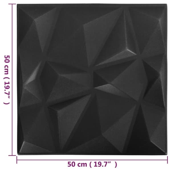 vidaXL 3D-vægpaneler 12 stk. 50x50 cm 3 m² diamant sort