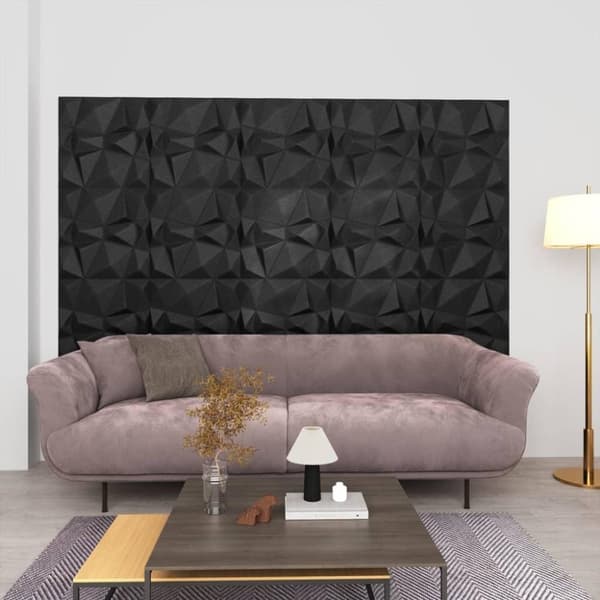 vidaXL 3D-vægpaneler 12 stk. 50x50 cm 3 m² diamant sort