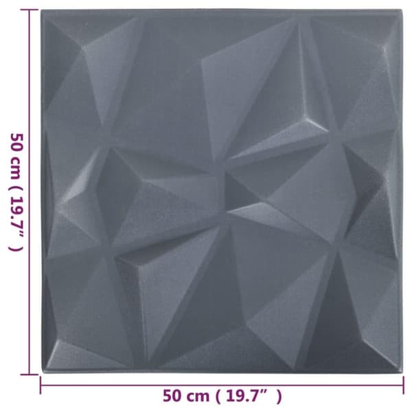 vidaXL 3D-vægpaneler 12 stk. 50x50 cm 3 m² diamant grå
