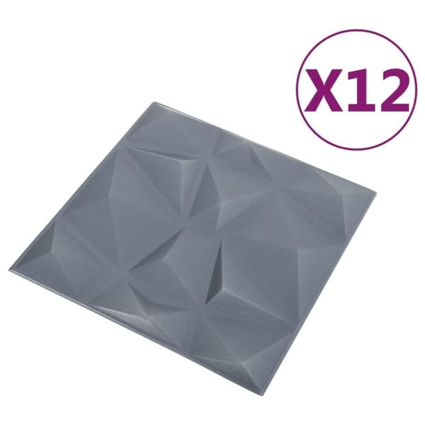 vidaXL 3D-vægpaneler 12 stk. 50x50 cm 3 m² diamant grå